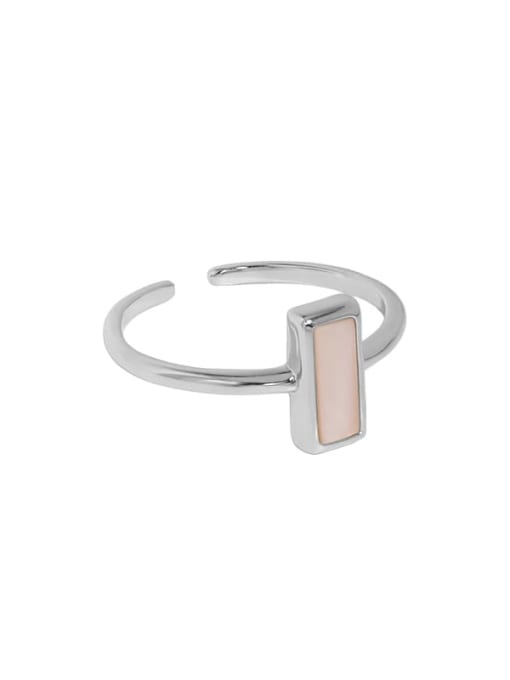 Platinum [14 adjustable] 925 Sterling Silver Shell Geometric Minimalist Band Ring